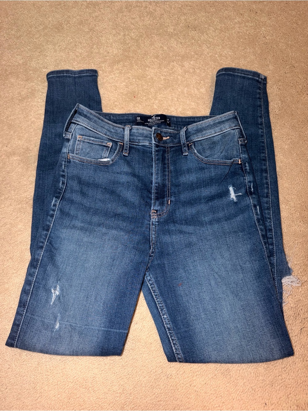 Hollister Women's Blue Ultra High Rise Super Skinny Jeans, size 5R